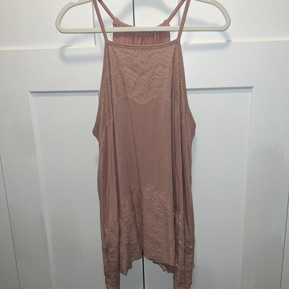 Torrid Pink Super Soft Knits Tank Top w/ Lace Detail Women's Size 1